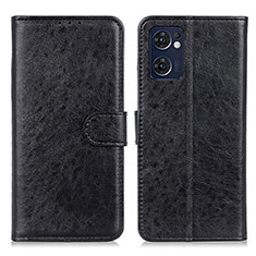 Leather Case Stands Flip Cover Holder A04D for Oppo Reno7 5G Black