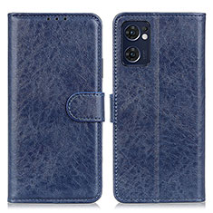 Leather Case Stands Flip Cover Holder A04D for Oppo Reno7 5G Blue