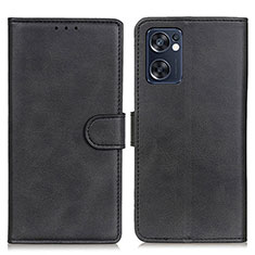Leather Case Stands Flip Cover Holder A04D for Oppo Reno7 SE 5G Black