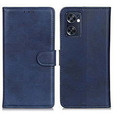 Leather Case Stands Flip Cover Holder A04D for Oppo Reno7 SE 5G Blue