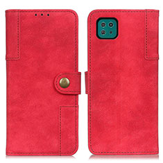Leather Case Stands Flip Cover Holder A04D for Samsung Galaxy F42 5G Red