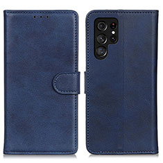 Leather Case Stands Flip Cover Holder A04D for Samsung Galaxy S21 Ultra 5G Blue