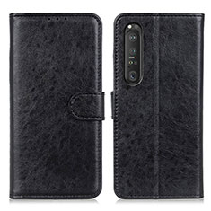 Leather Case Stands Flip Cover Holder A04D for Sony Xperia 1 III Black
