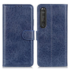 Leather Case Stands Flip Cover Holder A04D for Sony Xperia 1 III Blue