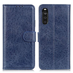 Leather Case Stands Flip Cover Holder A04D for Sony Xperia 10 III Blue
