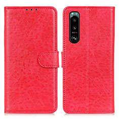 Leather Case Stands Flip Cover Holder A04D for Sony Xperia 5 III Red