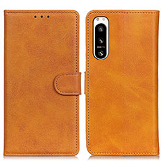 Leather Case Stands Flip Cover Holder A04D for Sony Xperia 5 IV Brown