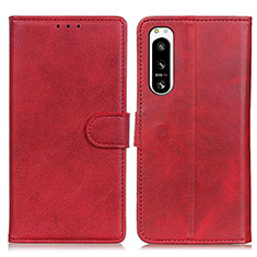 Leather Case Stands Flip Cover Holder A04D for Sony Xperia 5 IV Red