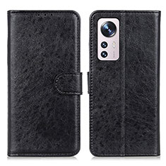 Leather Case Stands Flip Cover Holder A04D for Xiaomi Mi 12 5G Black