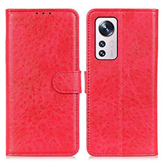 Leather Case Stands Flip Cover Holder A04D for Xiaomi Mi 12 Lite 5G Red
