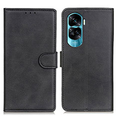 Leather Case Stands Flip Cover Holder A05D for Huawei Honor 90 Lite 5G Black