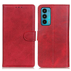 Leather Case Stands Flip Cover Holder A05D for Motorola Moto Edge 20 5G Red