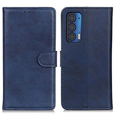 Leather Case Stands Flip Cover Holder A05D for Motorola Moto Edge (2021) 5G Blue