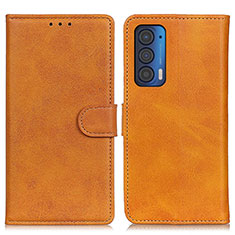 Leather Case Stands Flip Cover Holder A05D for Motorola Moto Edge (2021) 5G Brown