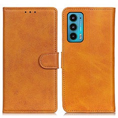 Leather Case Stands Flip Cover Holder A05D for Motorola Moto Edge Lite 5G Brown