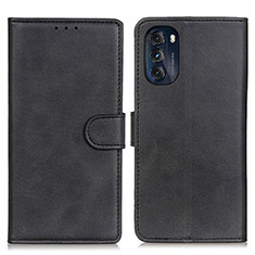 Leather Case Stands Flip Cover Holder A05D for Motorola Moto G 5G (2022) Black