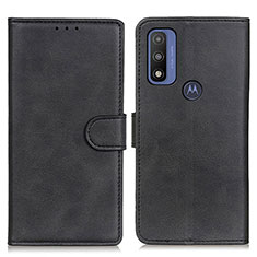 Leather Case Stands Flip Cover Holder A05D for Motorola Moto G Pure Black