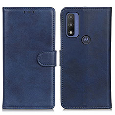 Leather Case Stands Flip Cover Holder A05D for Motorola Moto G Pure Blue