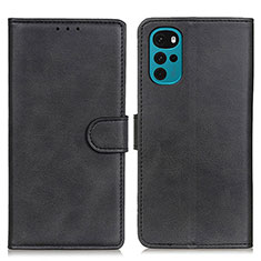 Leather Case Stands Flip Cover Holder A05D for Motorola Moto G22 Black
