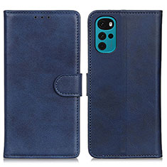 Leather Case Stands Flip Cover Holder A05D for Motorola Moto G22 Blue