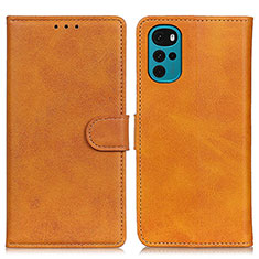 Leather Case Stands Flip Cover Holder A05D for Motorola Moto G22 Brown