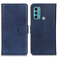Leather Case Stands Flip Cover Holder A05D for Motorola Moto G40 Fusion Blue