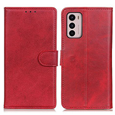 Leather Case Stands Flip Cover Holder A05D for Motorola Moto G42 Red