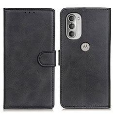 Leather Case Stands Flip Cover Holder A05D for Motorola Moto G51 5G Black