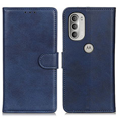Leather Case Stands Flip Cover Holder A05D for Motorola Moto G51 5G Blue
