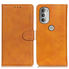 Leather Case Stands Flip Cover Holder A05D for Motorola Moto G51 5G Brown