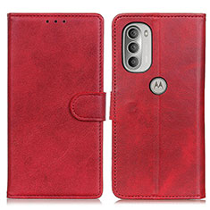 Leather Case Stands Flip Cover Holder A05D for Motorola Moto G51 5G Red