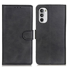 Leather Case Stands Flip Cover Holder A05D for Motorola MOTO G52 Black