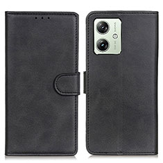 Leather Case Stands Flip Cover Holder A05D for Motorola Moto G54 5G Black