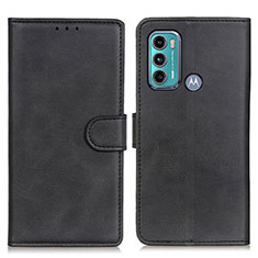 Leather Case Stands Flip Cover Holder A05D for Motorola Moto G60 Black