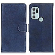Leather Case Stands Flip Cover Holder A05D for Motorola Moto G60s Blue