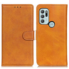 Leather Case Stands Flip Cover Holder A05D for Motorola Moto G60s Brown