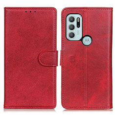 Leather Case Stands Flip Cover Holder A05D for Motorola Moto G60s Red