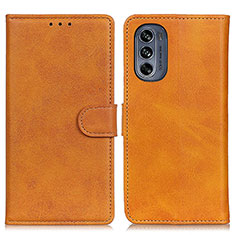 Leather Case Stands Flip Cover Holder A05D for Motorola Moto G62 5G Brown