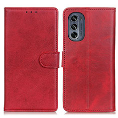 Leather Case Stands Flip Cover Holder A05D for Motorola Moto G62 5G Red