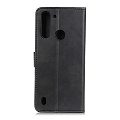 Leather Case Stands Flip Cover Holder A05D for Motorola Moto One Fusion Black