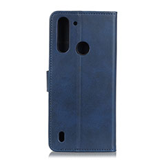 Leather Case Stands Flip Cover Holder A05D for Motorola Moto One Fusion Blue