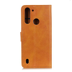 Leather Case Stands Flip Cover Holder A05D for Motorola Moto One Fusion Brown