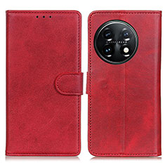 Leather Case Stands Flip Cover Holder A05D for OnePlus 11 5G Red