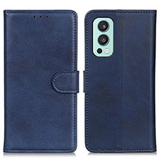 Leather Case Stands Flip Cover Holder A05D for OnePlus Nord 2 5G Blue