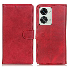 Leather Case Stands Flip Cover Holder A05D for OnePlus Nord 2T 5G Red