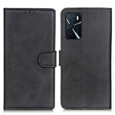 Leather Case Stands Flip Cover Holder A05D for Oppo A16 Black