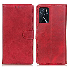 Leather Case Stands Flip Cover Holder A05D for Oppo A16 Red