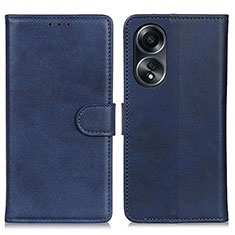 Leather Case Stands Flip Cover Holder A05D for Oppo A18 Blue