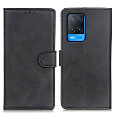 Leather Case Stands Flip Cover Holder A05D for Oppo A54 4G Black