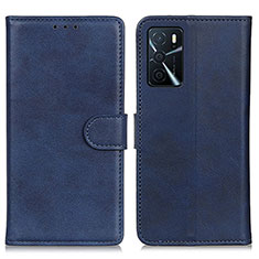 Leather Case Stands Flip Cover Holder A05D for Oppo A54s Blue